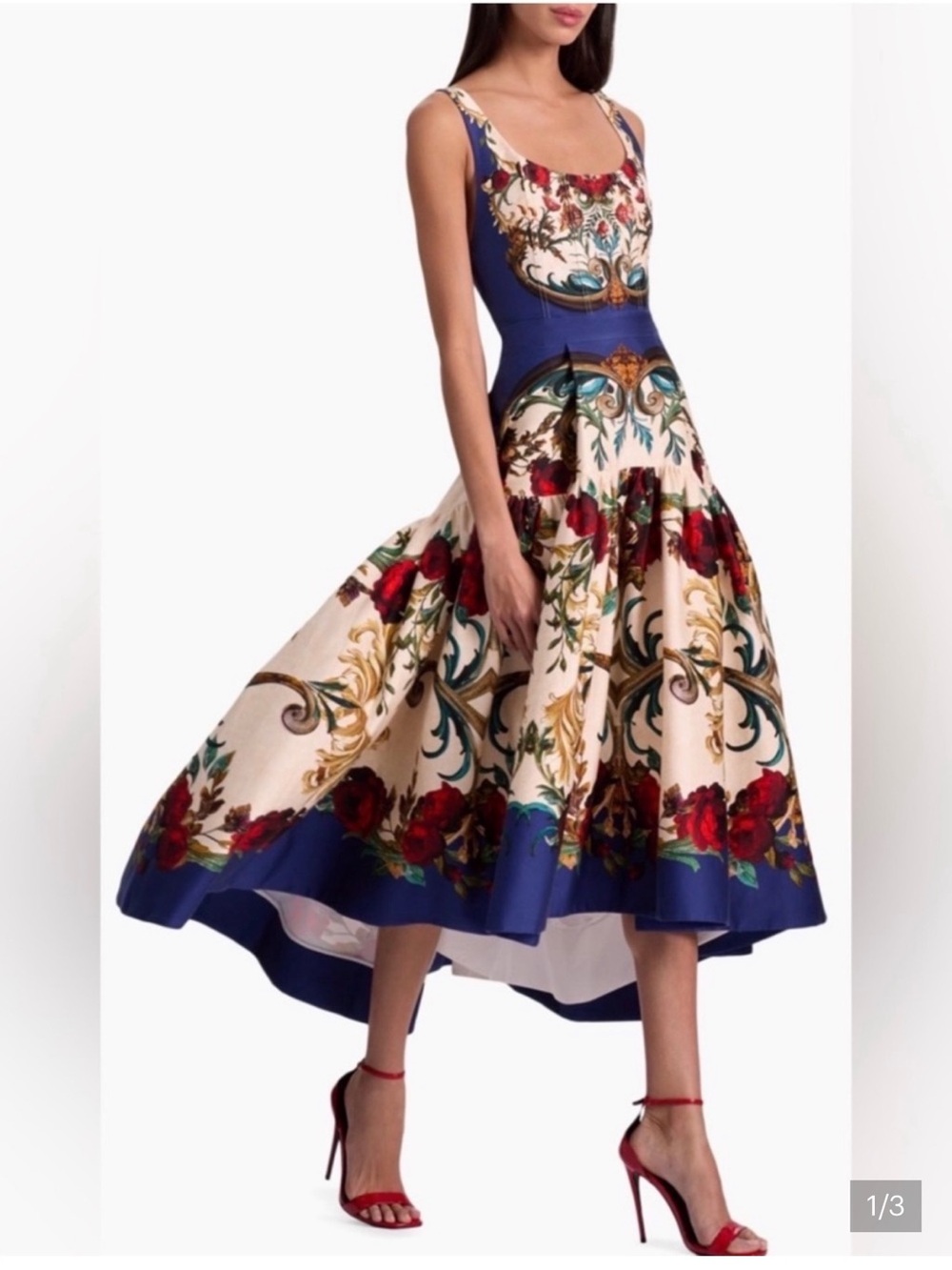 Alice + Olivia Diana Gilded Rose Baroque Hi Low Dress 2 NEW $660
